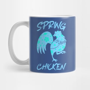 Spring Chicken Faded Blue Design Mug